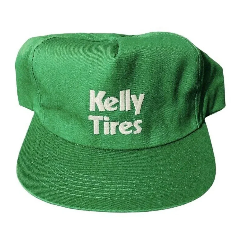 NWOT Kelly Tires K-Products USA Made Snapback Hat Cap VTG Green 90s